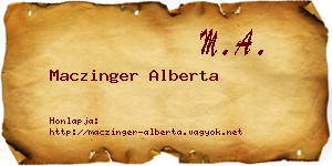 Maczinger Alberta névjegykártya